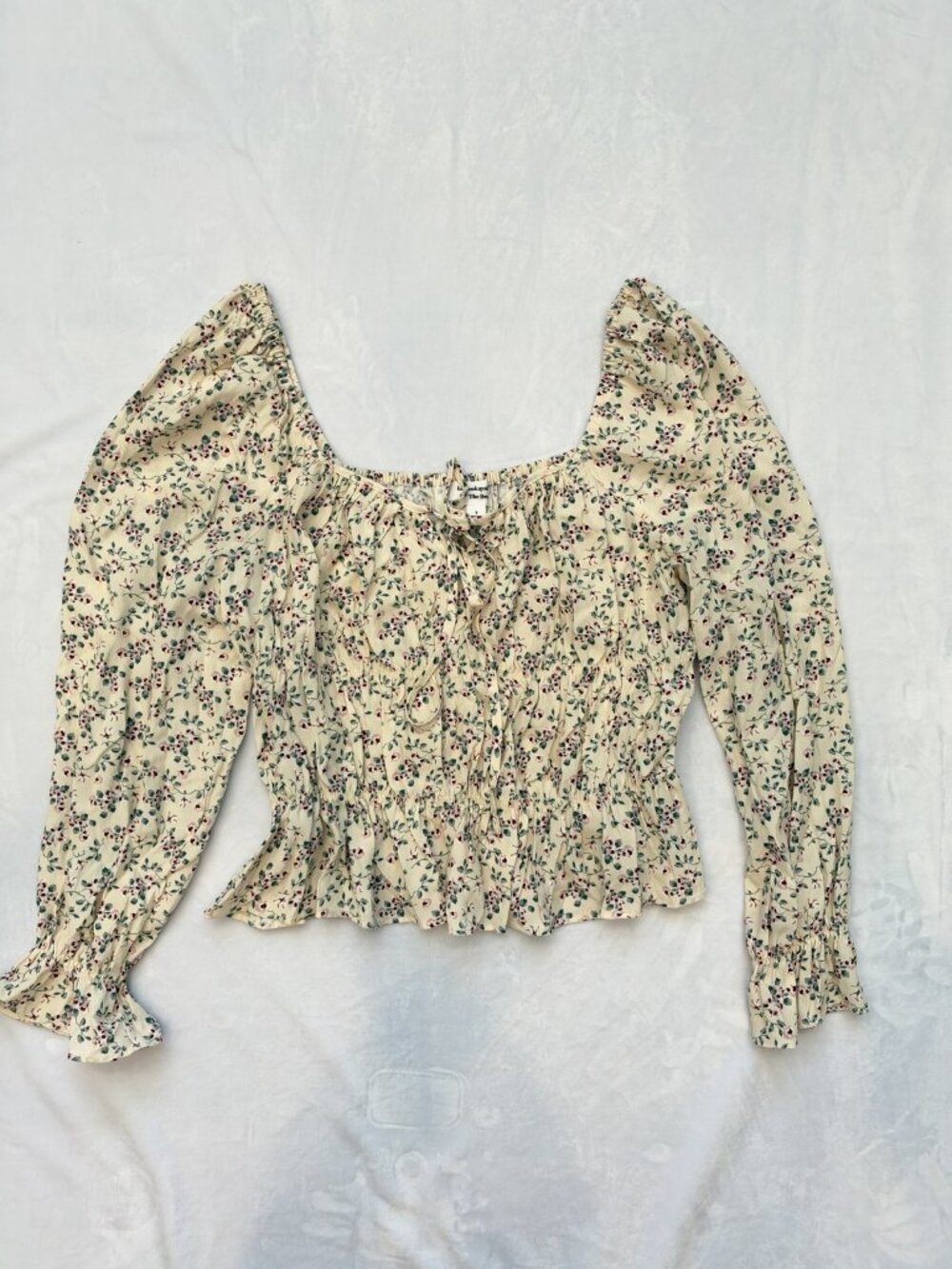 NWT Lauren Kay Sims The Drop Floral Smocked Milkmaid Peasant Top Cottagecore S